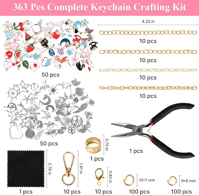 ZOYVUX 363Pcs Lip Gloss Charms Keychain Kit, DIY Bag Charm Kit - Image 3