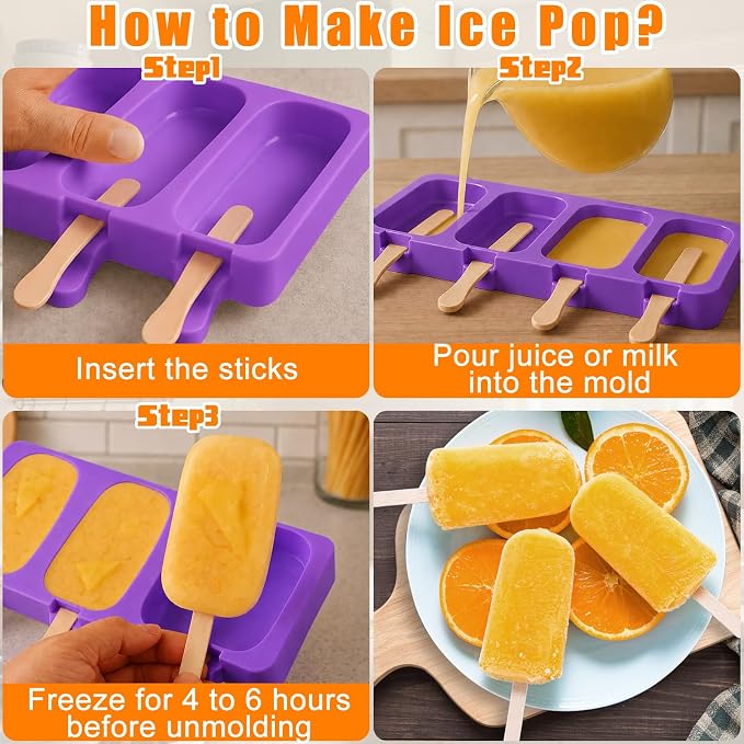 Mity rain 2 Pack Cake Pop Molds Silicone, 8 Cavity Reusable Cakesicle Molds | - Image 5