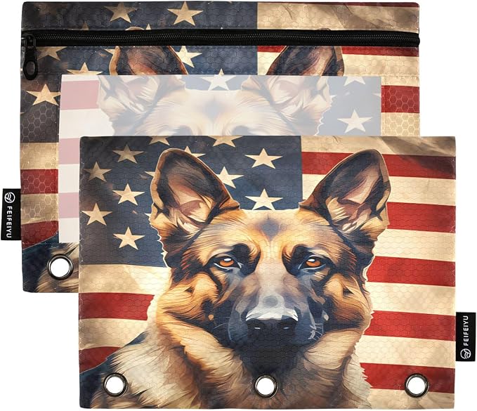 Dog German Shepherd American Flag Pencil Pouch by BOENLE-WELCOMEYOURCOMING