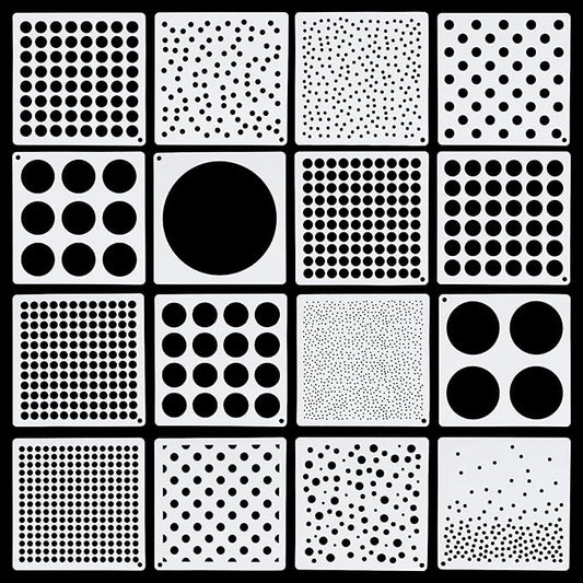 16 Pcs Circle Stencils for Drawing,Polka Dot Stencils Round Geometric Stencil for Painting Mixed Media Assorted Size Circle Stencil for Painting On DIY Card Wood Furniture Pillow Wall Scrapbook