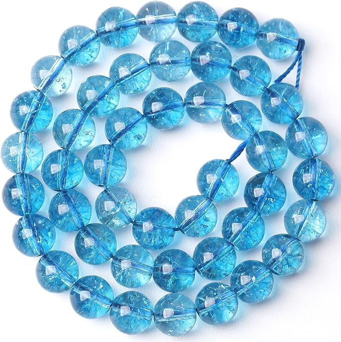 8MM Blue Crystal Quartz Beads Natural Gemstone Round Loose Stone Beads for Jewelry and Bracelets Making 90pcs 2 Strands 32"