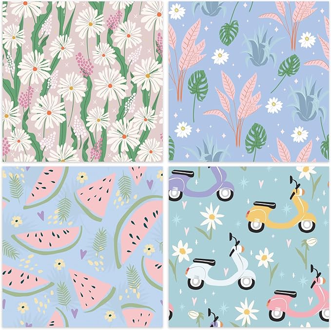 24 Sheets 12 Designs Scrapbook Paper Pad,6"×6” Single-Sided Decopodge Craft Cardstock Paper,Christmas Scrapbooking DIY Decorative Background Cardmaking Supplies.Cartoon