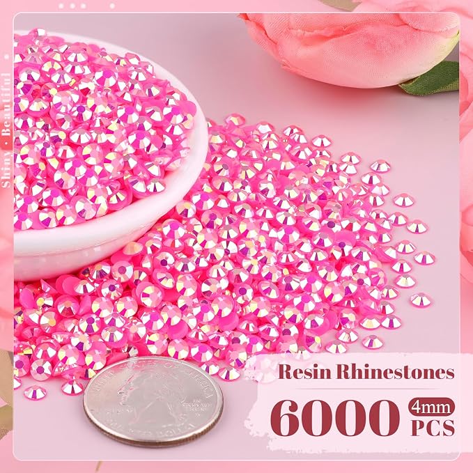 6000PCS 4mm Resin Jelly Rhinestones in Bulk, Bedazzling Flatback Crystals - Image 2