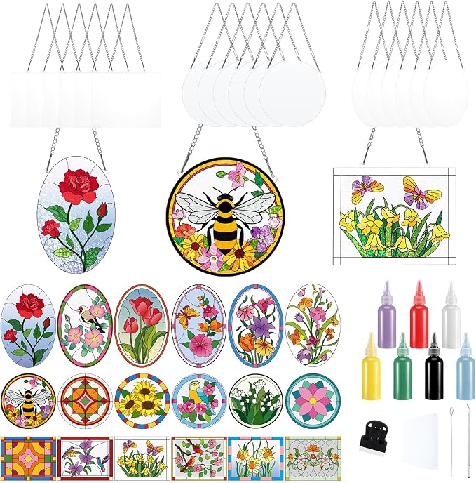 Humyoun 65 Pcs Stained Glass Painting Starter Kit by Humyoun