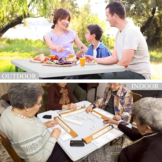SUPER DEAL 33 Inch Folding Card Table, Indoor Outdoor Portable Plastic Kitchen - Image 3