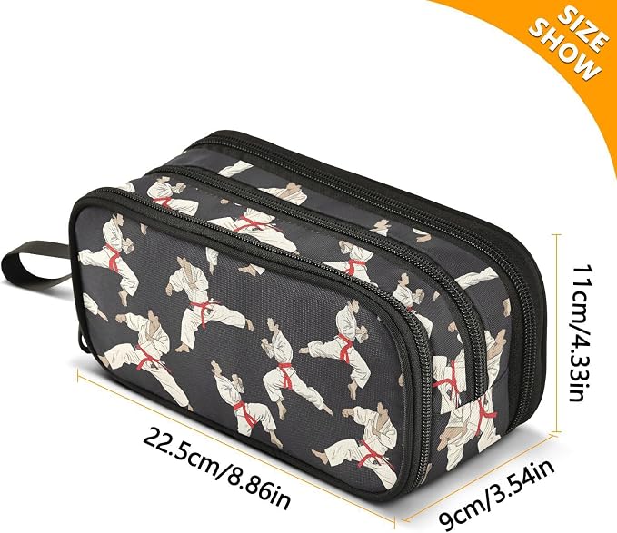 Karate Black Background Pencil Case Box Boys Girls Large Pencil Pouch Zipper - Image 7