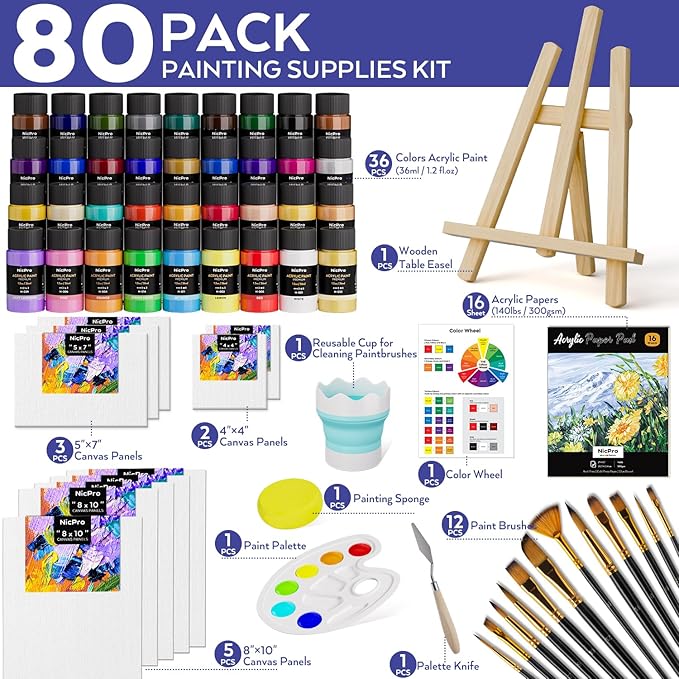 Nicpro Acrylic Paint Canvas Set - Image 2