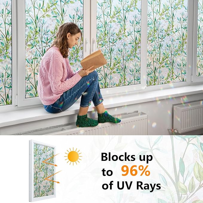 Ranzdn Window Privacy Film, Stained Glass, Static Cling, 35.4" x 157.4" | No - Image 3