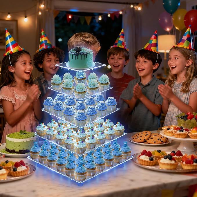 YestBuy 5 Tier Cupcake Stand Acrylic Cupcake Tower Display - Image 3