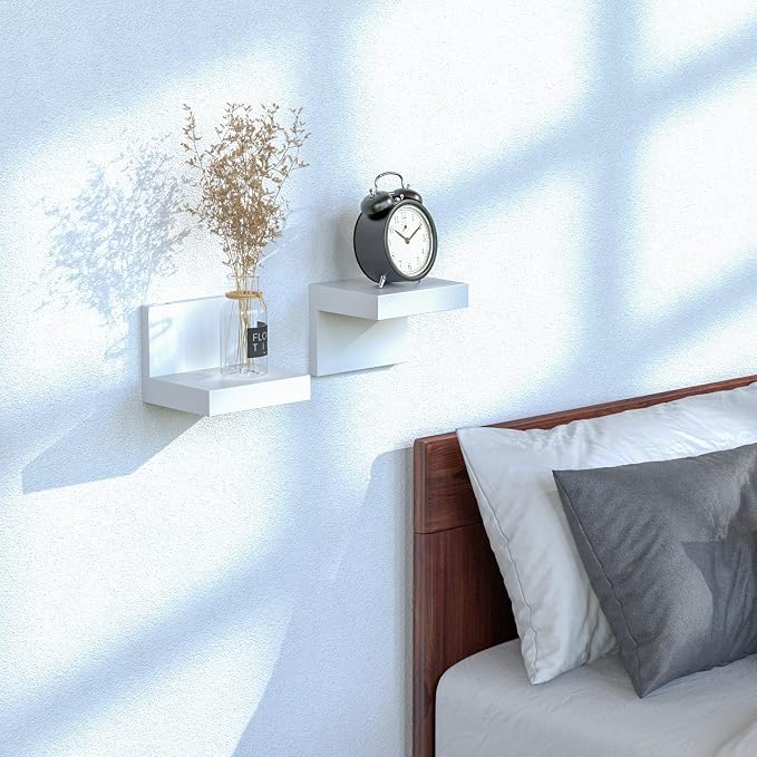 RICHER HOUSE 9-Set Small Floating Wall Shelf, No Drill Bathroom Shelf White | - Image 6