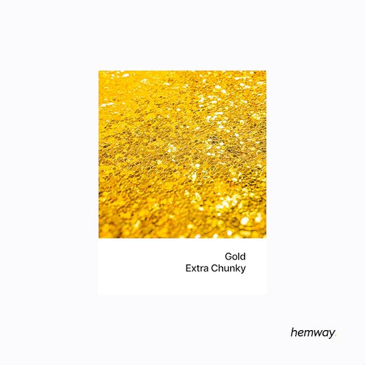 Hemway Polyurethane & Epoxy Resin Glitter 100g / 3.5oz Metallic Crystal Flake Additive for Flooring Jewelry Tumblers Glass Pigment - Extra Chunky (1/24" 0.040" 1mm) - Gold