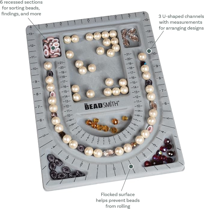 The Beadsmith Bead Board, 3 U-Shaped Channels, 6 Recessed Compartments - Image 4
