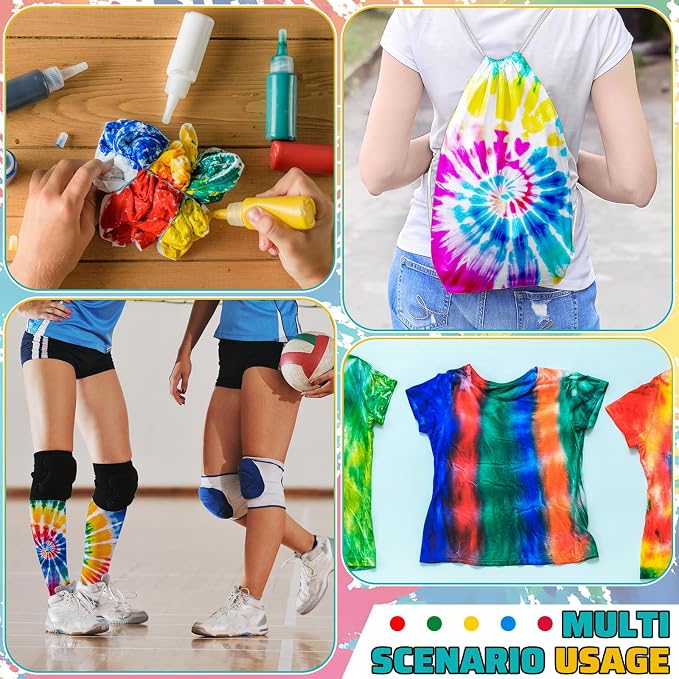 Coume 12 Pcs Tie Dye Party Supplies Includes 6 Cotton Drawstring Backpacks 2 - Image 6