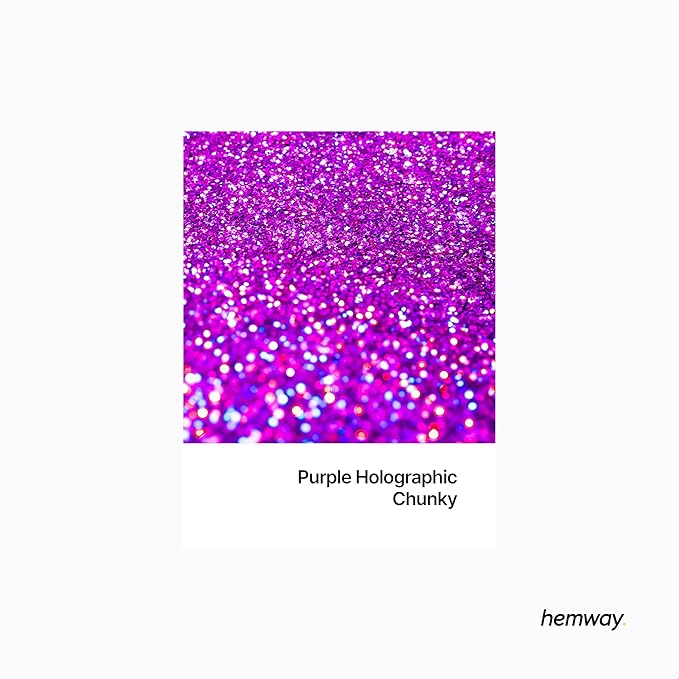 Hemway Polyurethane & Epoxy Resin Glitter 100g / 3.5oz Metallic Crystal Flake Additive for Flooring Jewelry Tumblers Glass Pigment - Chunky (1/40" 0.025" 0.6mm) - Purple Holographic