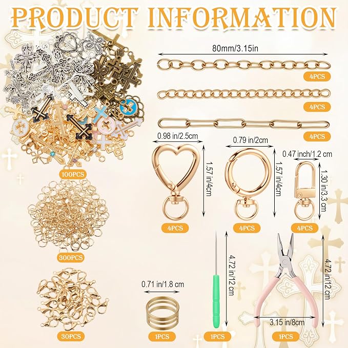 VioraWhite 457 Pcs Cross Lip Gloss Keychain Making Kit - Image 2