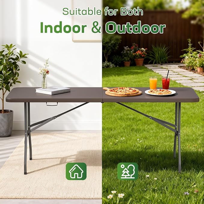 FDW 6 FT Folding Table, Portable Plastic Table - Image 4