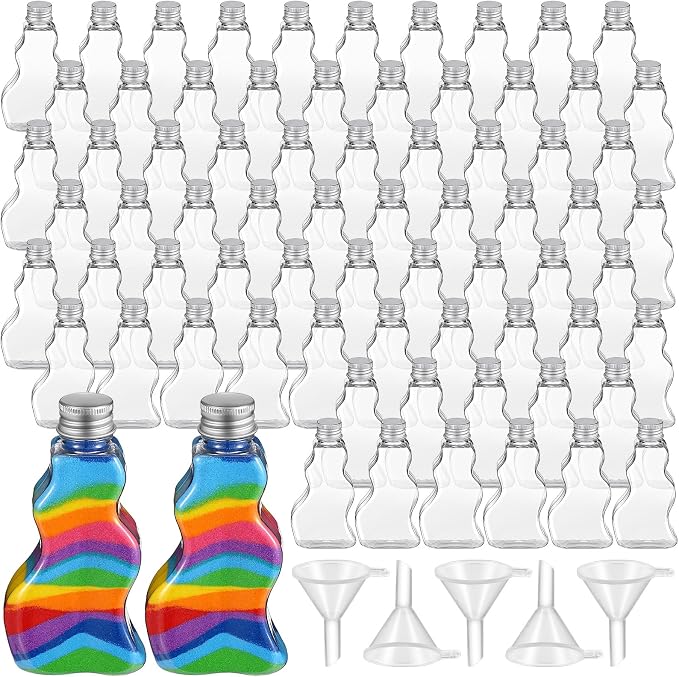 Nuenen 100 Pcs Sand Art Bottles Bulk Wave Shaped Plastic Bottles by Nuenen