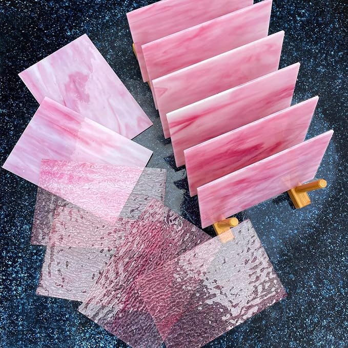 LITMIND 12 Sheets Pink Stained Glass Variety Pack – 6 x 4 Inch Opaque & - Image 4
