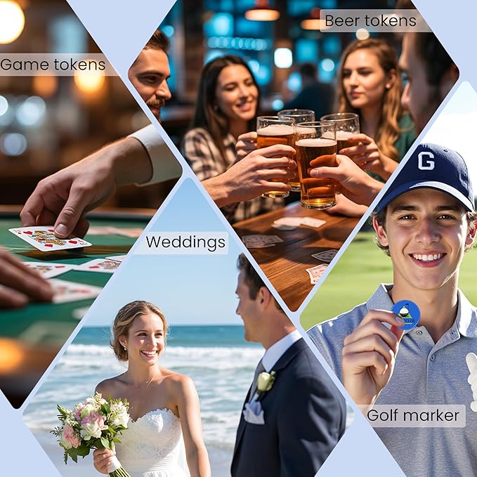 200-1000 Personalized Plastic Poker Chips,Double Sided Full Color Print,Custom Your Own Logo, Text and Image for Bar Drink Tokens,Promotonal Events,Business Cards,Party Games,15 Colors