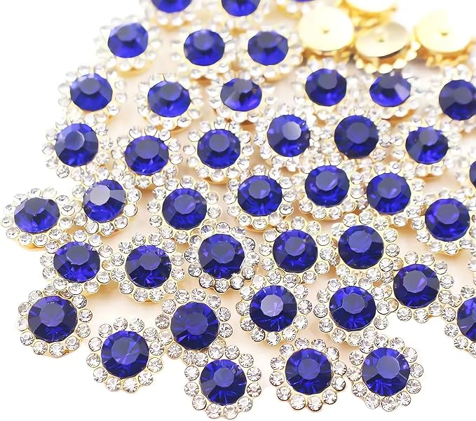 12mm 150pcs Dark Blue Sew on Rhinestones, Crystals Glass Gems by Unknown