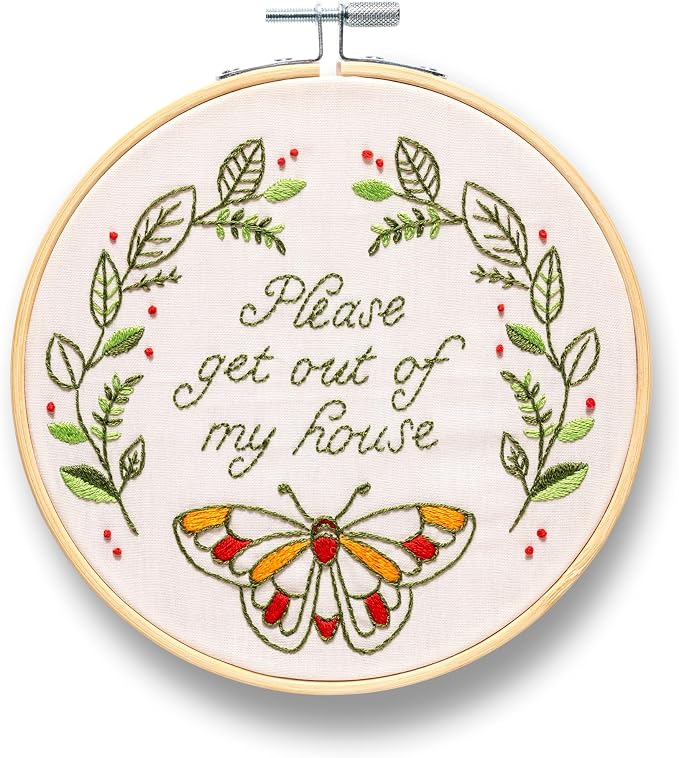 FUNATIC Please Get Out of My House Embroidery Kit | Funny Beginner Needle Work by FUNATIC