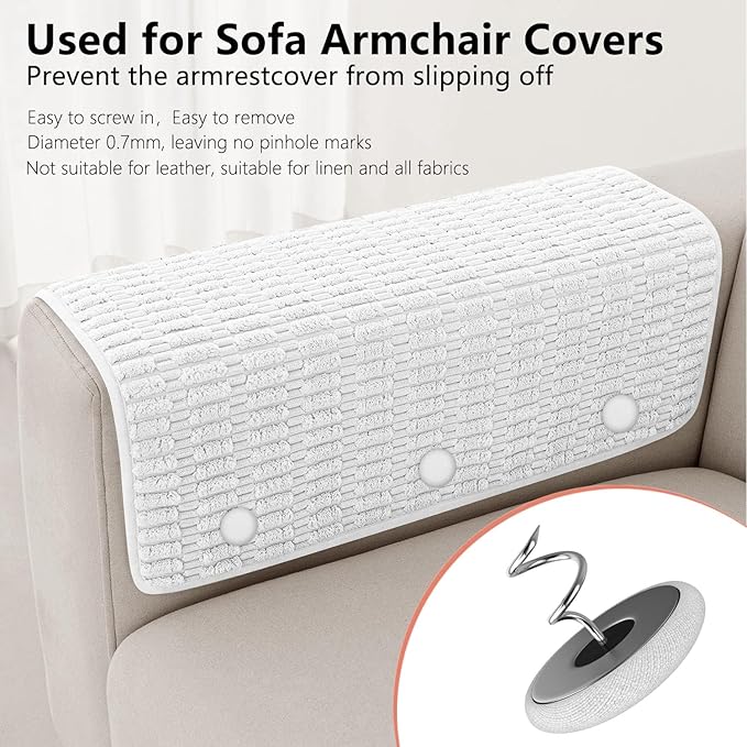 12 Colors Fabric Covered Button Twist Pins Dust Ruffle Pins- for Sofa，Upholstery，Armchair Caddies, Armrest Covers,Bed Skirts, Slipcovers, Headliners (Rice White, 12)