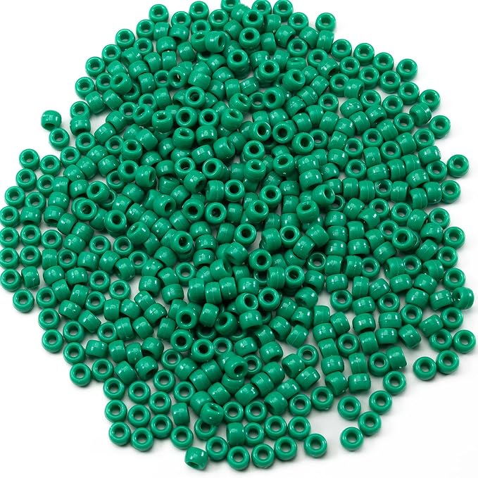 Gxueshan 1000 Pcs Acrylic Green Pony Beads 6x9mm Green Kandi Beads Bulk by Gxueshan