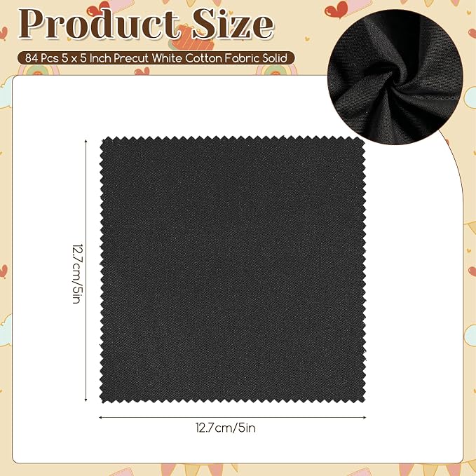 84 Pack 5-inch Cotton Fabric Squares, 5″ Precut Cotton Fabric Squares, Solids - Image 2