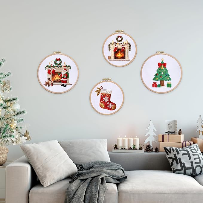 Caydo 6 Pieces Aida Cloth 14 Count White Cross Stitch Fabric - Image 2
