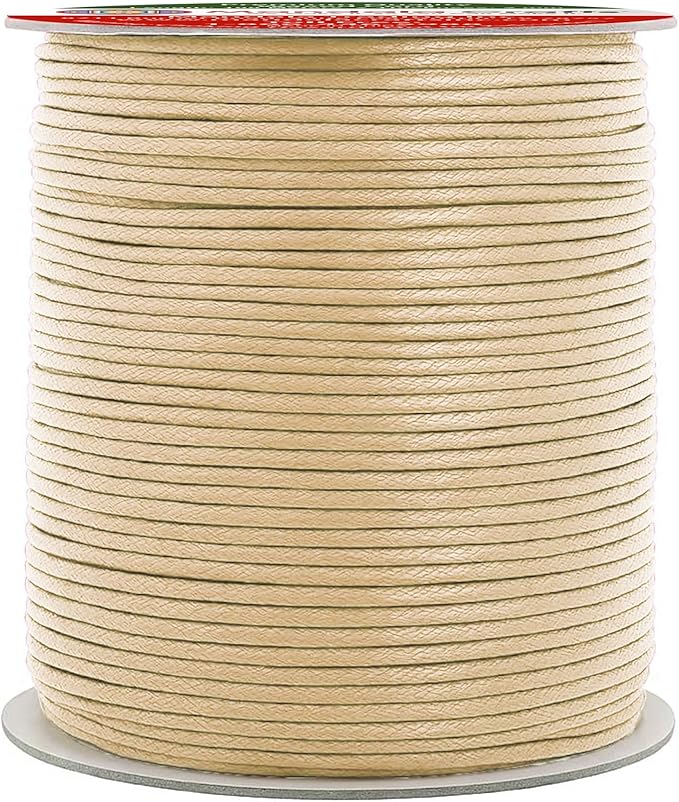 Mandala Crafts 2mm 109 Yards Cream Cotton Waxed Cord for Jewelry Making Bracelet Cord Waxed String - Beading String Thread Jewelry Cords for Necklaces String