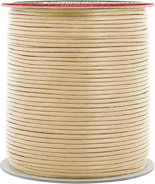 Mandala Crafts 2mm 109 Yards Cream Cotton Waxed Cord for Jewelry Making Bracelet Cord Waxed String - Beading String Thread Jewelry Cords for Necklaces String