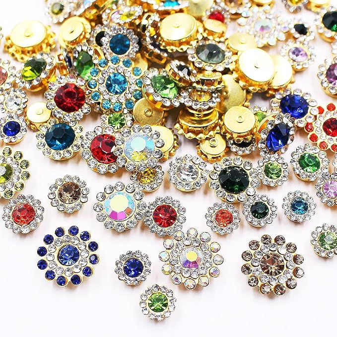 100pcs Sew on Rhinestones Crystals Glass Gems Metal Claw Mixed 8mm 10mm 12mm by UYTRDVG