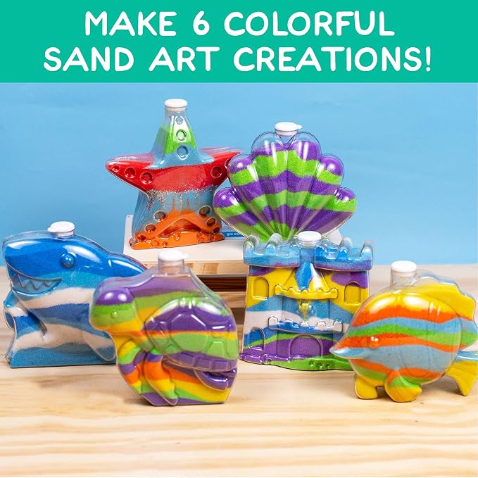 Made By Me Create Your Own Underwater Sand Art, Includes 6 Ocean-Themed Bottles - Image 2