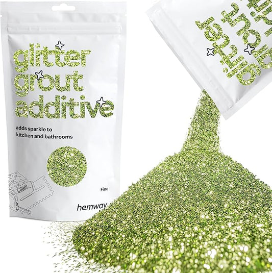 Hemway Glitter Grout Additive add Sparkle to Mosaic Tiles, Bathrooms, Wet Rooms, Kitchens, Tiled Based Rooms and Cement Based Grouts 100g / 3.5oz - Olive Green