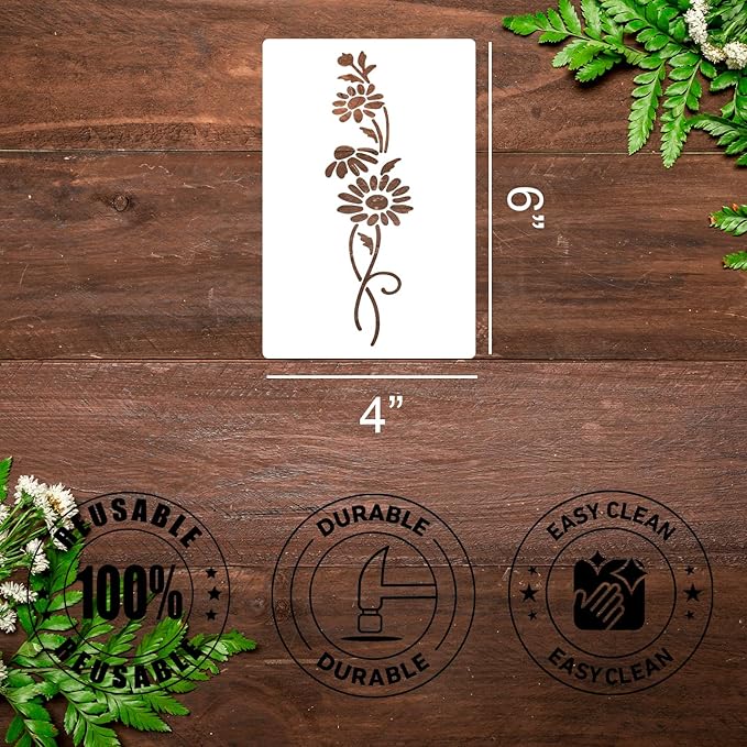 Floral Stencils for Crafts Reusable Flower Stencils for Painting on Walls Wildflower Stencil
