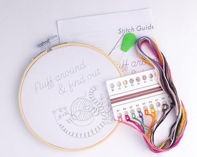 FUNATIC Fluff Around and Find Out Embroidery Kit | Funny Cat Theme Needle Work - Image 2