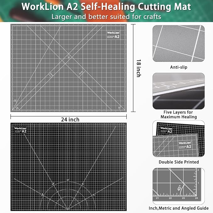 WorkLion Cutting Mat for Sewing: 24''x18'' Double-Sided Sewing Cutting Mat - Image 5