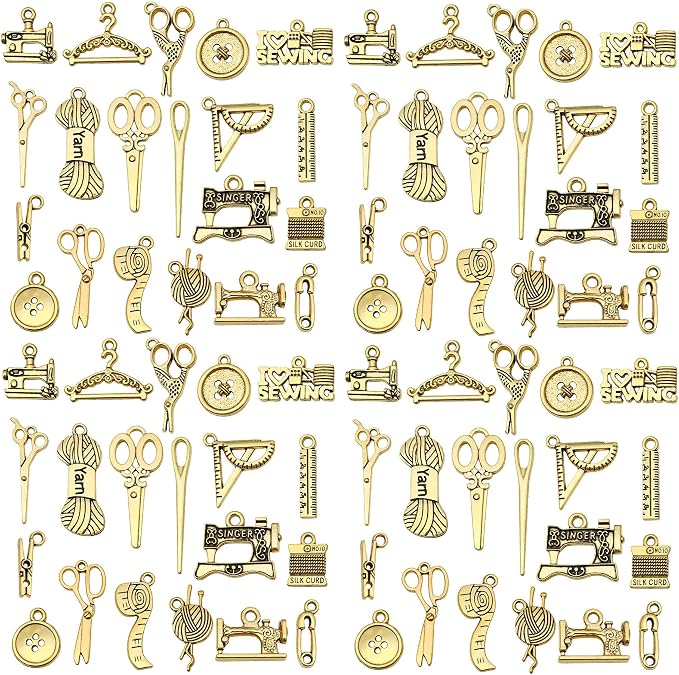 WOCRAFT 60pcs Antique Gold Sewings Bracelet Charms by WOCRAFT