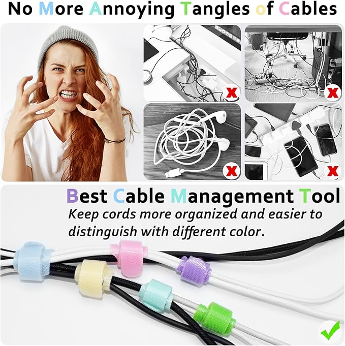 80pcs Cable Ties Reusable Macaron-inspired Color Wire Ties Cable Management - Image 2