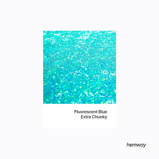 Hemway Polyurethane & Epoxy Resin Glitter 100g / 3.5oz Metallic Crystal Flake Additive for Flooring Jewelry Tumblers Glass Pigment - Extra Chunky (1/24" 0.040" 1mm) - Fluorescent Blue