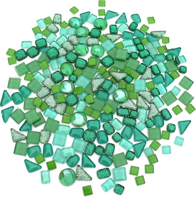 LITMIND 1.1LB Green Mixed Irregular Crystal Glass Mosaic Tiles - Image 4
