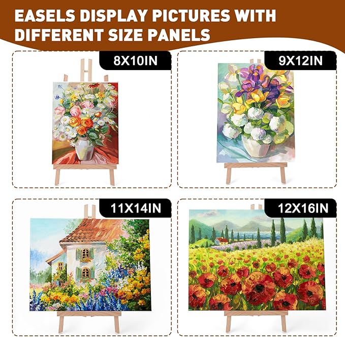 3 Pack 15 Inch Wood Easels, Easel Stand for Painting Canvases, Art, and Crafts, Tripod, Painting Party Easel, Kids Student Tabletop Easels for Painting, Portable Canvas Photo Picture Sign Holder