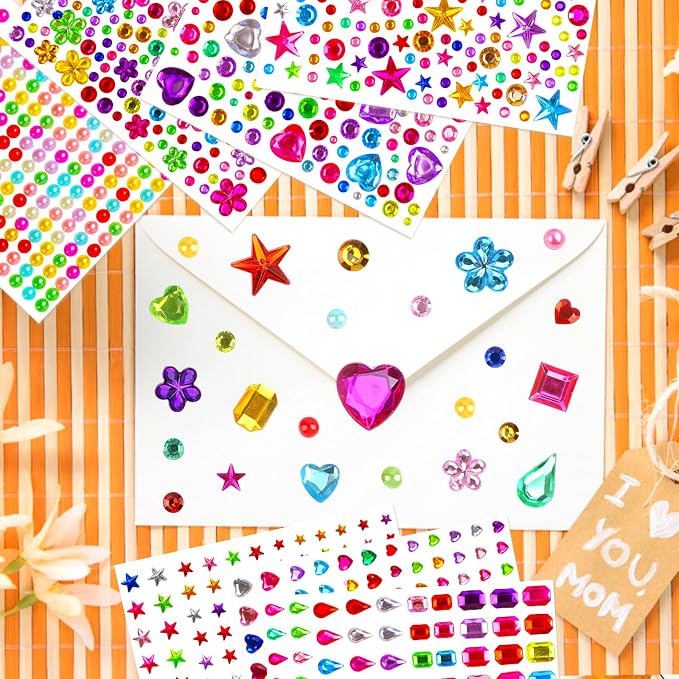 6100 PCS Gem Stickers, Self-Adhesive Rhinestone Stickers, 20 Sheets Colorful - Image 6