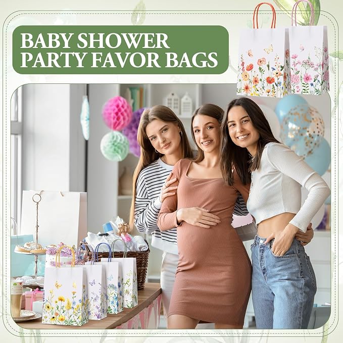 Gaillty 24 Pcs Wildflower Paper Gift Bags 6 Styles, Floral Goodie Bags - Image 4