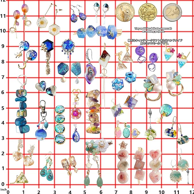 FUNSHOWCASE Cabochon Resin Mold Pack of 2 Mosaic Tile Epoxy Casting Jewelry Making