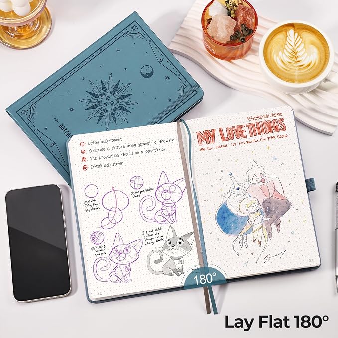 EMSHOI Dotted Journal Notebook, 320 Pages, A5 Size | Leather Hardcover - Image 6