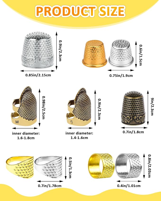 FIVEIZERO Sewing Thimble Kit for Hand Sewing, Metal Finger Protectors for - Image 2