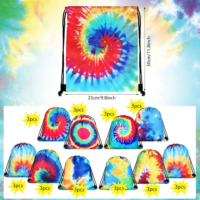 Lothee 30 Pack Tie Dye 30 Pack Drawstring Bags Party Favors - Image 3