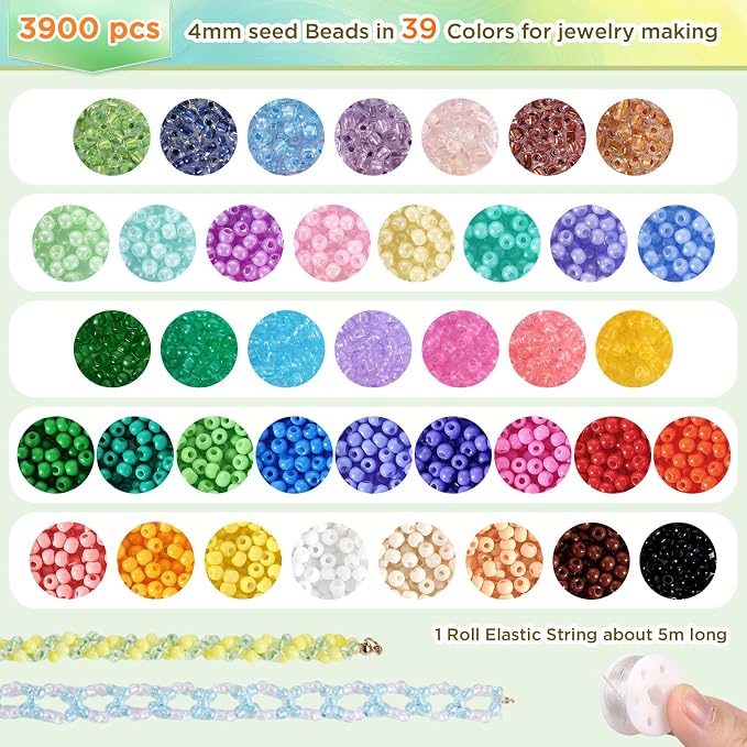 Funtopia Seed Beads for Bracelets, 4mm Uniform Glass Seed Beads for Jewelry - Image 6