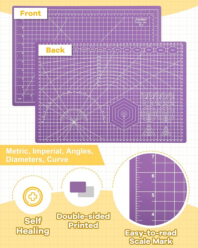 Thickened 18"x12" Self Healing Cutting Mat, Idemeet Rotary Cutting Sewing Mat - Image 4